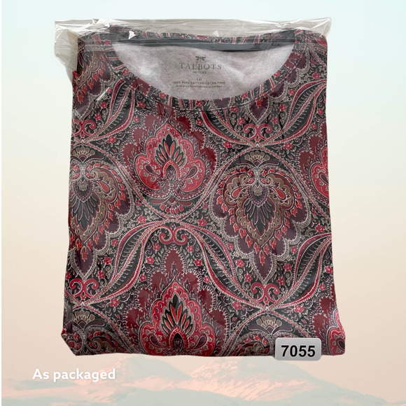 Talbots Red 100% Pima Cotton Classic top - Pretty Design Large-Petite - Picture 4 of 4